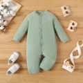 Baby Boy/Girl 95% Cotton Solid Ribbed Long-sleeve 2-in-1 Jumpsuit/Dress Green image 1