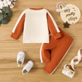 2pcs Baby Boy/Girl 95% Cotton Rainbow Embroidered Colorblock Long-sleeve Sweatshirt & Sweatpants Set Brown image 2