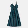 Family Matching Solid Knot Front Cami Dresses and Colorblock Short-sleeve Tee Sets Green* image 2