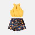 Naia 2pcs Kid Girl Halter Tee and Bowknot Design Exotic Shorts Set Ginger-2 image 2