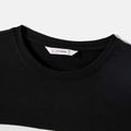 Family Matching Cotton Striped Short-sleeve T-shirts and Off Shoulder Belted Spliced Dresses Sets BlackandWhite image 3