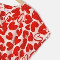 Valentine's Day Mommy and Me Allover Red Heart Print Notch Neck Short-sleeve Belted Dresses Red image 4