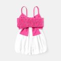 2pcs Baby Girl Bowknot Design Smocked Camisole and Shorts Set Roseowhite image 2