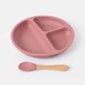 1Pc/2Pcs Baby Toddler Silicone Divided Plates Feeding Safe Kids Dishes Dinnerware Rose Gold image 4