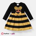 L.O.L. SURPRISE! Toddler Girl Cotton Leopard Print/Stripe Splice Long-sleeve Dress Black image 1