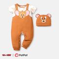 Tom and Jerry 2pcs Baby Boy Short-sleeve Graphic Jumpsuit and 3D Ear Hat Set Orange image 1