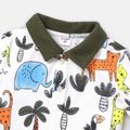 2pcs Toddler Boy Naia Animal Print Polo Collar Tee and Pocket Design Shorts Set ColorBlock image 3