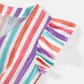 Family Matching Colorful Striped Flutter-sleeve Dresses and Short-sleeve Tee Sets COLOREDSTRIPES image 3