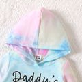 2pcs Baby Girl Letter Print Tie Dye Long-sleeve Hoodie and Sweatpants Set Colorful image 3