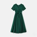 Family Matching Green Lace Spliced Dresses and Short-sleeve Colorblock Polo Shirts Sets Green image 3