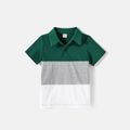 Family Matching Green Lace Spliced Dresses and Short-sleeve Colorblock Polo Shirts Sets Green image 2