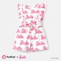 Barbie Toddler Girl Cotton Letter Print Ruffled Belted Rompers Multi-color image 1