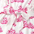 Barbie Toddler Girl Cotton Letter Print Ruffled Belted Rompers Multi-color image 5