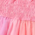 Toddler Girl Cotton Smocked Mesh Splice Sleeveless Dress Pink image 4