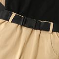 3pcs Toddler Girl Trendy Letter Print Tank Top and Cargo Pants & Belt Set Black image 3