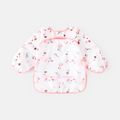 Long Sleeve Bib Thin Breathable Easy-wear Baby Smock for Eating Feeding Pink image 2