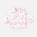 Long Sleeve Bib Thin Breathable Easy-wear Baby Smock for Eating Feeding Pink image 1