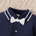 Baby Boy 95% Cotton Polo Neck Long-sleeve Gentleman Bow Tie Jumpsuit Tibetanblue image 4