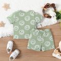 2pcs Baby Boy/Girl 95% Cotton Short-sleeve Allover Print Tee & Shorts Set Green image 2