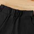 2pcs Baby Boy 100% Cotton Shorts and Bow Tie Decor Allover Heart & Letter Print Short-sleeve Shirt Set Black image 5