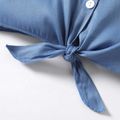 2pcs Kid Girl Tie Knot Lapel Collar Denim Tee and 3D Butterfly Design Mesh Skirt Set DENIMBLUE image 4