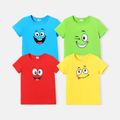 Kid Girl/Boy Smile Face Graphic Short-sleeve Cotton Tee Green image 2