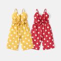 Baby Girl Allover Polka Dot Print Belted Cami Jumpsuit Yellow image 2