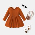 Baby Girl Solid or Striped/Butterfly Print Long-sleeve Naia™ Dress Brown image 1