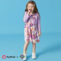 PAW Patrol 2pcs Toddler Girl Naia Floral Print Sleeveless Dress and Bowknot Design Cotton Cardigan Set Purple image 5