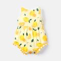 Naia™ Baby Girl Bowknot Pompom Design Lemon Print Sleepwear Romper Yellow image 2