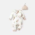 Naia™ 2pcs Baby Girl/Boy Koala Print Long-sleeve Jumpsuits and 100% Cotton Cap Set lighttan image 2