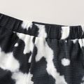 2pcs Toddler Boy Trendy Skeleton Print Tank Top and Colorblock Waffle Shorts Set Black image 5