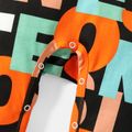 Baby Boy 100% Cotton Allover Letter Print Short-sleeve Jumpsuit Orange image 4