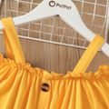 2Pcs Kid Girl Off-Shoulder Pleated Top & Plant Print Dress Set Yellow image 5