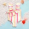 Toddler Girl Boho Stripe Flounce Sleeveless Onepiece Swimsuit Pink image 1