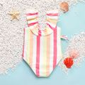 Toddler Girl Boho Stripe Flounce Sleeveless Onepiece Swimsuit Pink image 2