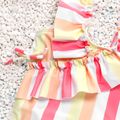 Toddler Girl Boho Stripe Flounce Sleeveless Onepiece Swimsuit Pink image 4