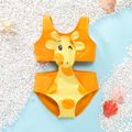 Toddler Girl Playful Giraffe Design Sleeveless Onepiece Swimsuit Orange image 1