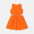 Baby Girl Solid Cotton Sleeveless Cut Out Dress Orange image 2