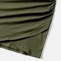 Mommy and Me 95% Cotton Sleeveless Dresses Army green image 4