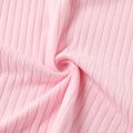 Kid Girl Cotton Ribbed Appliques Detail Mesh Puff-sleeve Tee Pink image 5