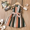Toddler Girl Boho Stripe Belted Halter Dress Multi-color image 1