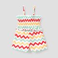 Baby Girl Colorful Chevron Striped Shirred Cami Romper Shorts Colorful image 1
