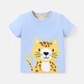 Toddler Boy Animal Embroidered Cotton Short-sleeve Tee Light Blue image 1