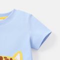 Toddler Boy Animal Embroidered Cotton Short-sleeve Tee Light Blue image 5