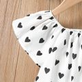 3pcs Toddler Girl Heart Print Off Shoulder Blouse and Denim Shorts & Headband Set White image 5