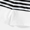 Family Matching Solid One Shoulder Cut Out Self-tie One-piece Swimsuit and Striped Colorblock Swim Trunks Blue image 5