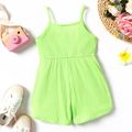 Toddler Girl Solid Color Ribbed Cotton Slip Rompers Green image 3