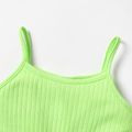Toddler Girl Solid Color Ribbed Cotton Slip Rompers Green image 4