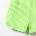 Toddler Girl Solid Color Ribbed Cotton Slip Rompers Green image 5